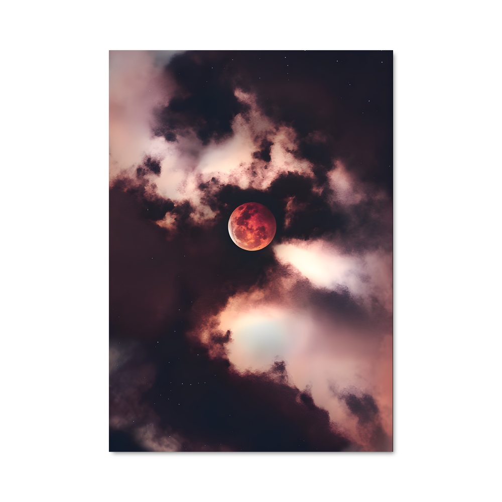 Poster éclatant de la lune rouge